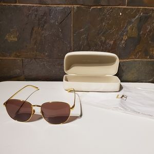 Linda Farrow Gold plated round square sunglasses